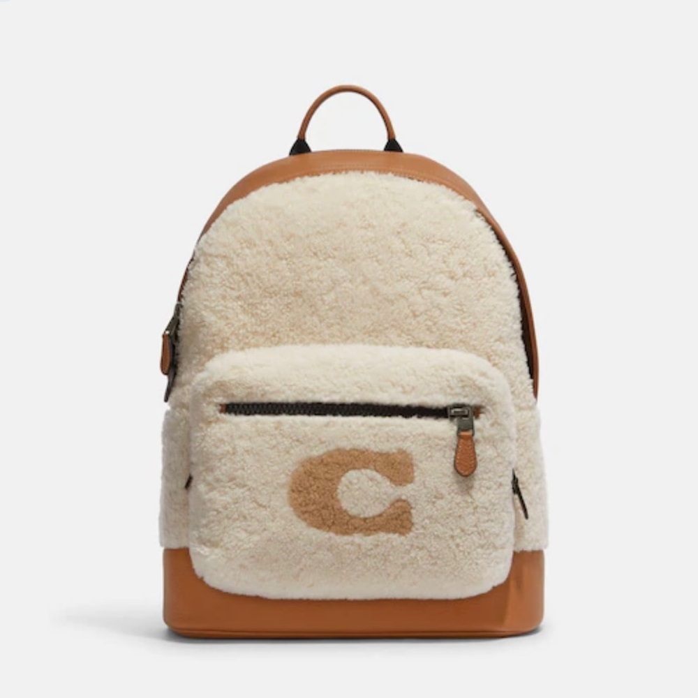 COPY - NWT Coach West Backpack With Coach Motif shearling CE437, white, cream,l…